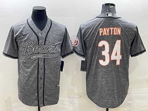 Men's Chicago Bears #34 Walter Payton Gray With Patch Cool Base Stitched Baseball Jersey,We sell and wholesale Men's Chicago Bears #34 Walter Payton Gray With Patch Cool Base Stitched Baseball Jersey on line form chian!